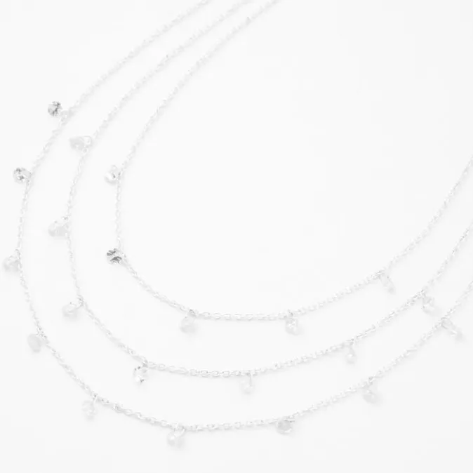 ICING Silver-tone Cubic Zirconia Confetti Multi-Strand Necklace