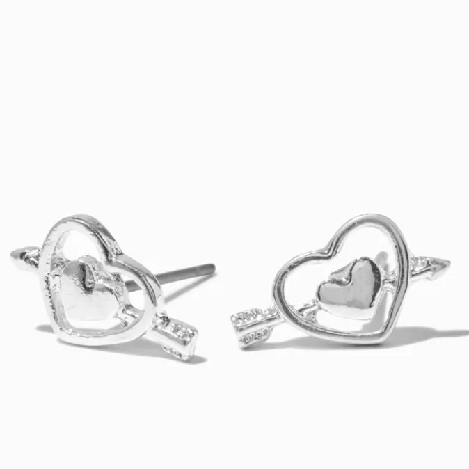 ICING Silver-tone Cupid's Arrow Stud Earrings