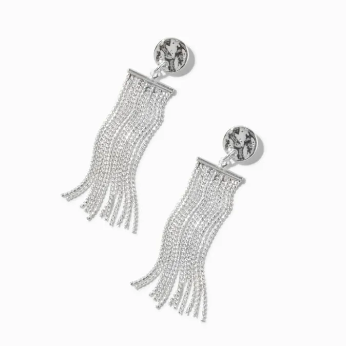 ICING Silver-tone Fringe 2" Drop Earrings