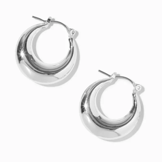 ICING Silver-tone Round Tube 22MM Hoop Earrings