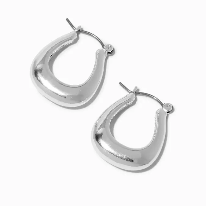 ICING Silver-tone Squared Oval 15MM Hoop Earrings