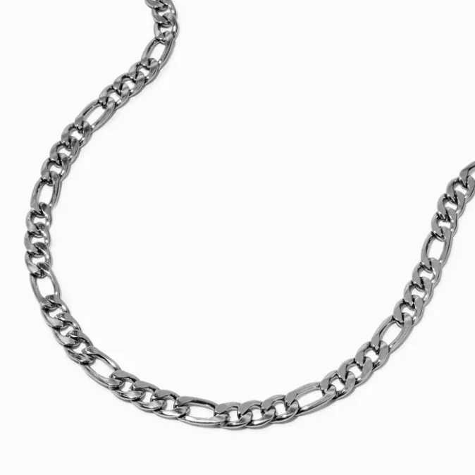 ICING Silver-tone Stainless Steel 8MM Figaro Chain Necklace
