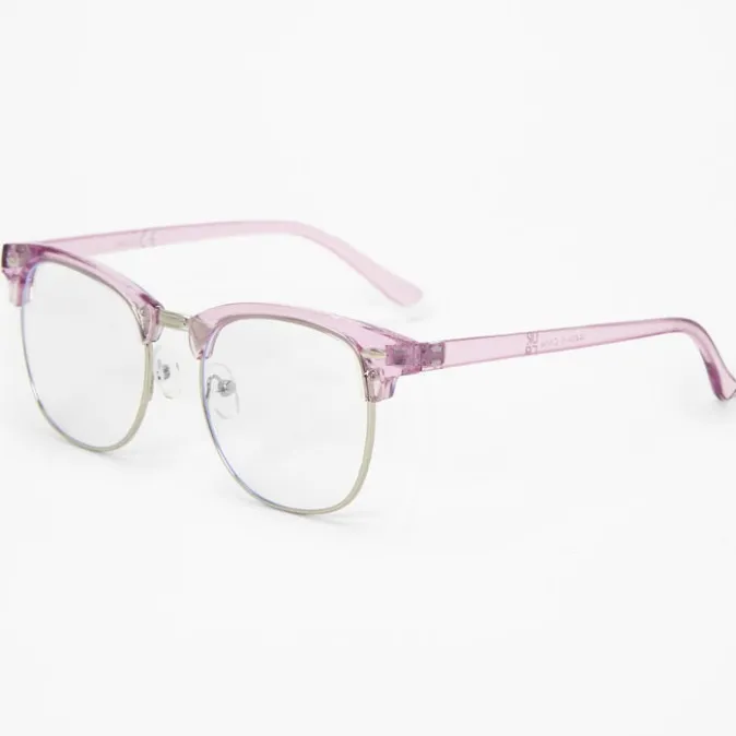 ICING Solar Blue Light Reducing Lavender Browline Clear Lens Frames