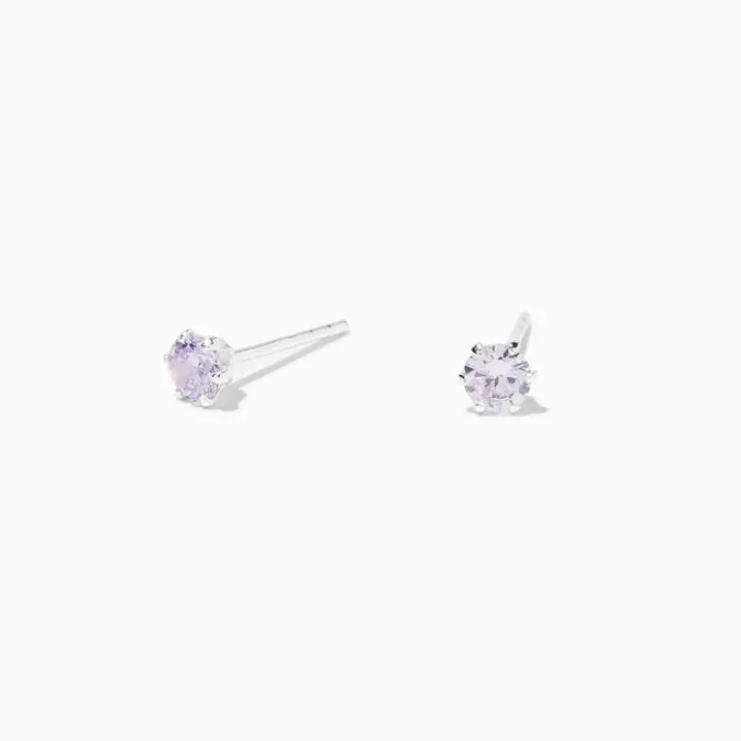 ICING Sterling Silver Cubic Zirconia 4MM Lavender Stud Earrings