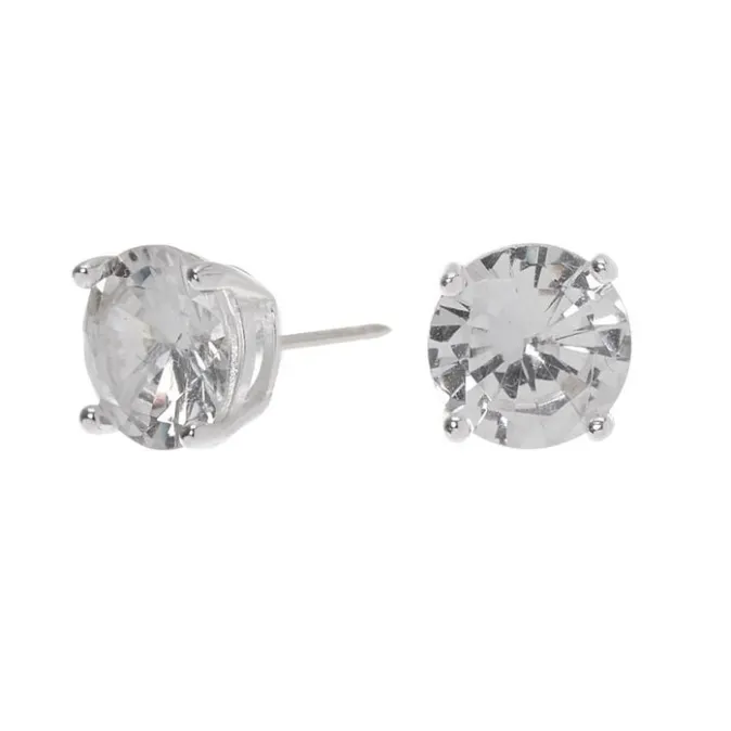 ICING Sterling Silver Cubic Zirconia Round Stud Earrings - 7MM