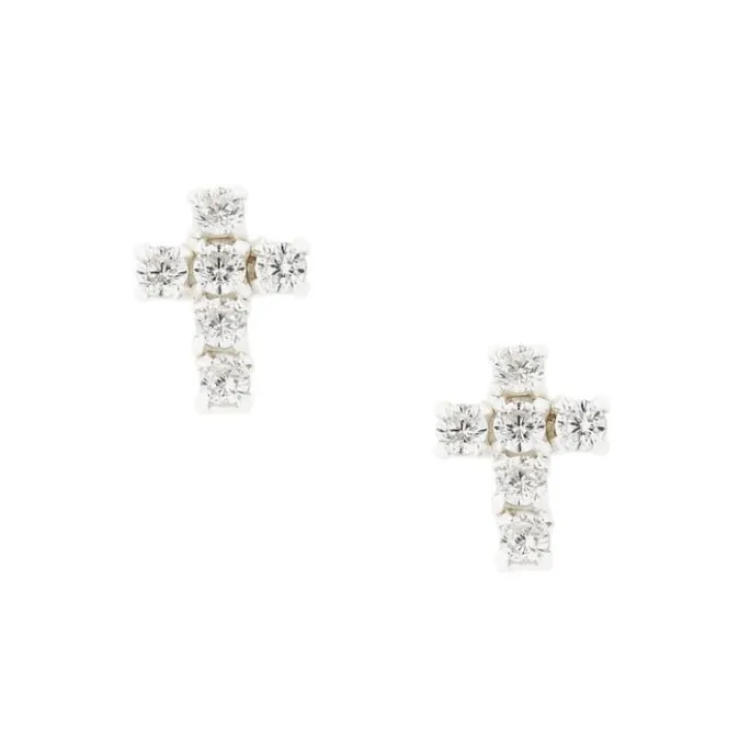 ICING Sterling Silver Cubic Zirconia Crystal Cross Stud Earrings