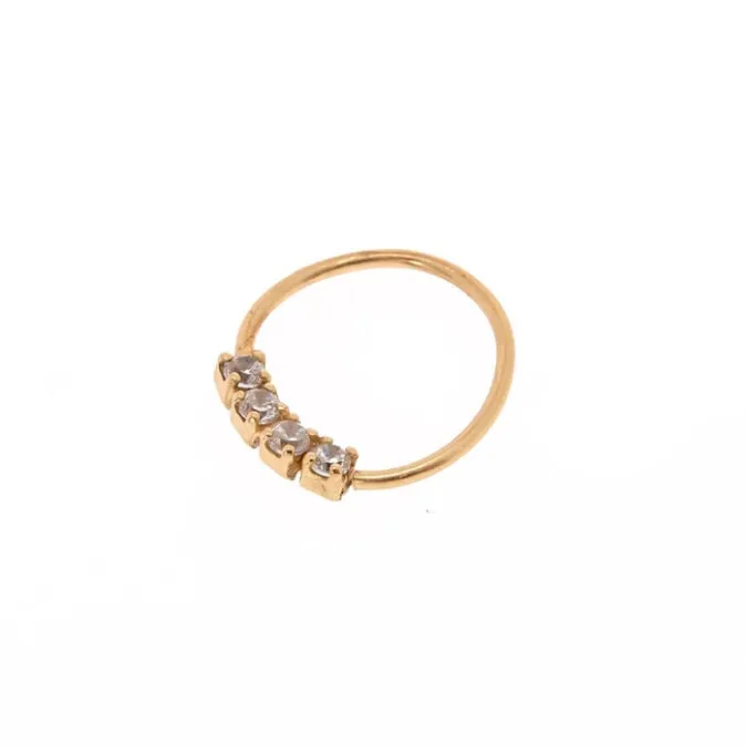 ICING Sterling Silver 24G Gold Crystal Hoop Nose Ring