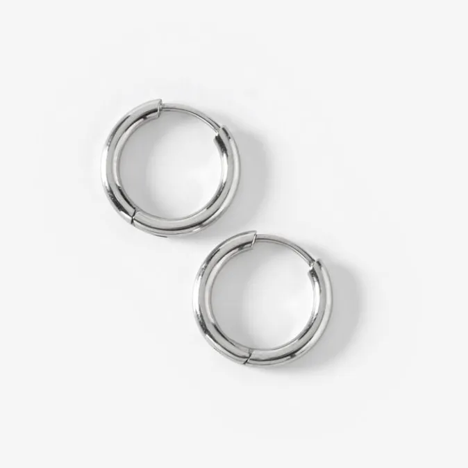 ICING Titanium Silver 10MM Tube Hoop Earrings