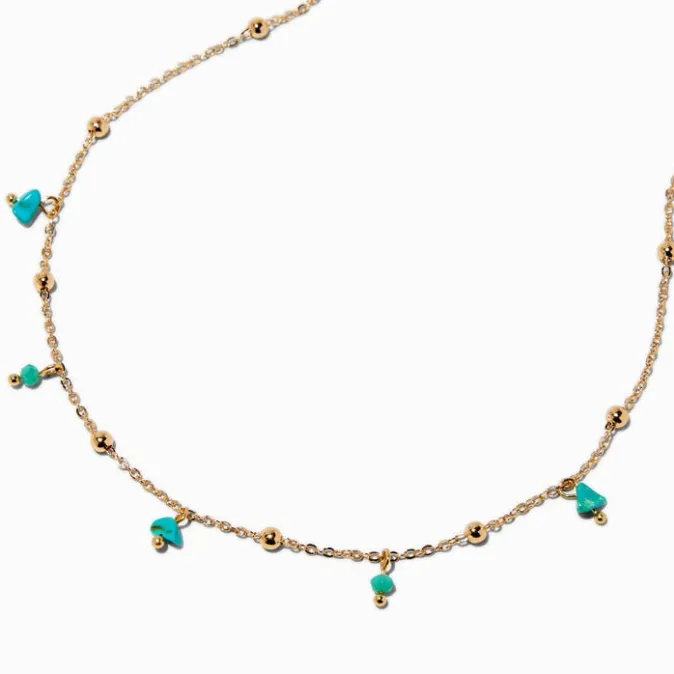 ICING Turquoise Chip Gold-tone Necklace