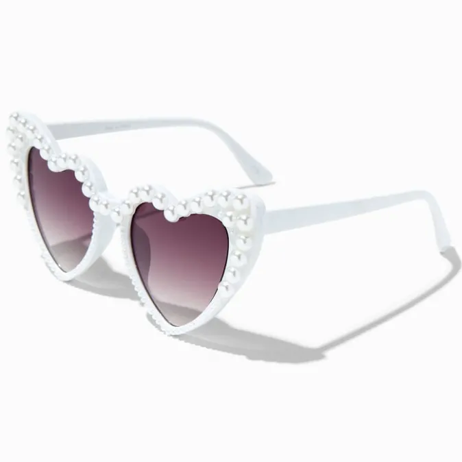 ICING White Pearl Heart-Shaped Sunglasses