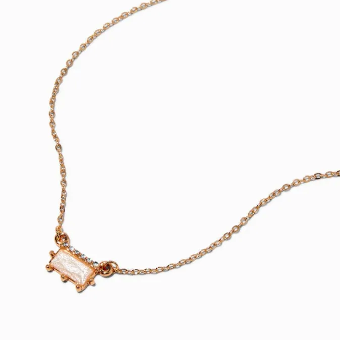 ICING White Rectangular Gold-tone Pendant Necklace