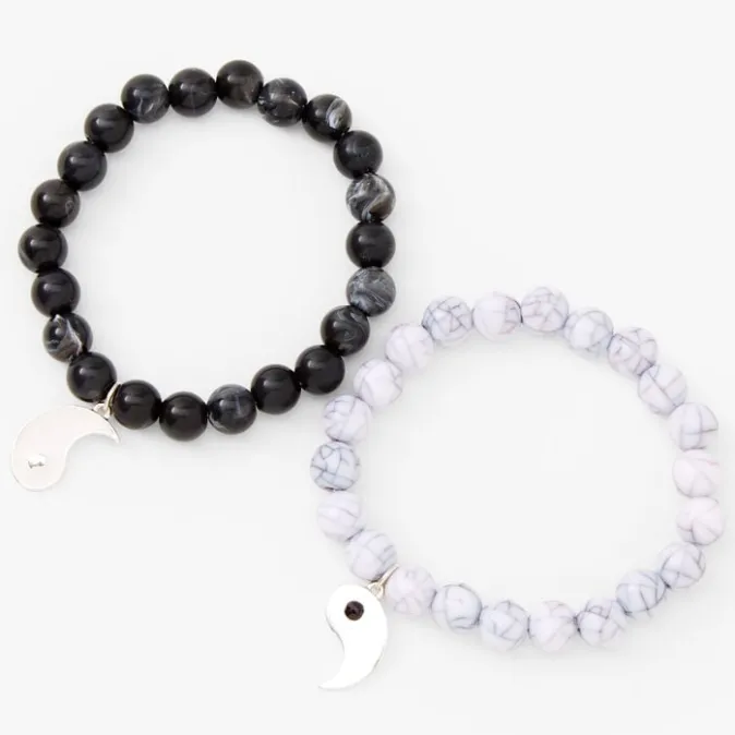 ICING Yin Yang Marble Beaded Stretch Bracelets - 2 Pack